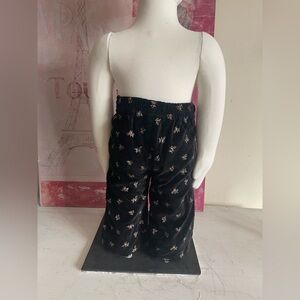The Children's Place Girl's Black Velvet Pants with Floral Design